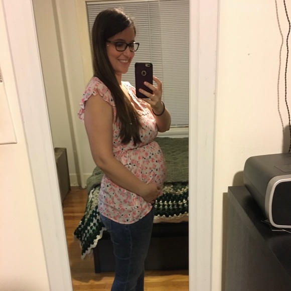 Motherhood Maternity Flutter Sleeve Tie Waist Top - Picture 1 of 3